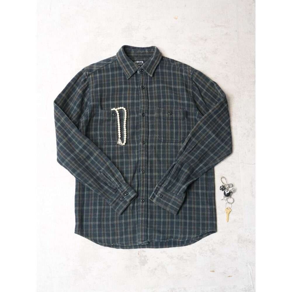 Stussy Green Plaid Button Up Flannel Shirt